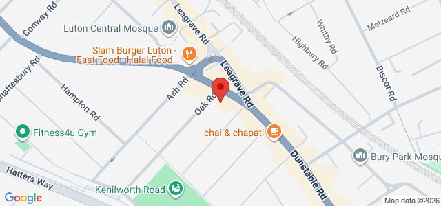 Map showing Hatters Fish & Chips in Luton